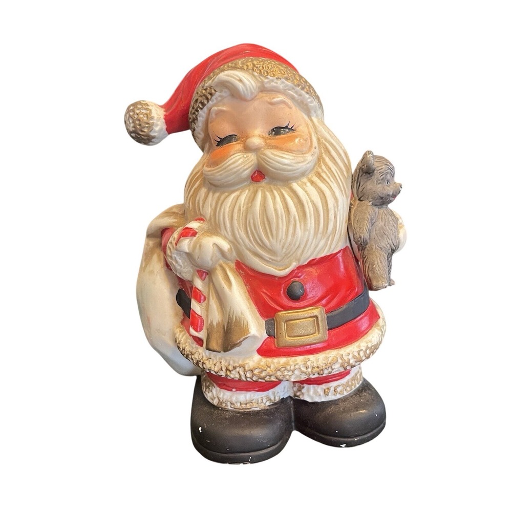 Vintage Homco Bisque Porcelain‎ Santa Claus Piggy Bank 6" Holiday Figurine